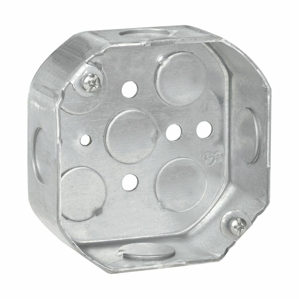 TP278 Thepitt Drawn Octagon Outlet Box, Steel, 15.5 cu-in Capacity, 5 Knockouts, 4 in W x 1-1/2 in D x 4 in H