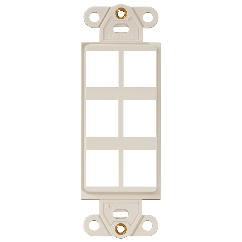 41646-T Decora QuickPort Multimedia Insert, 6 Ports, Fastened Mount, Light Almond