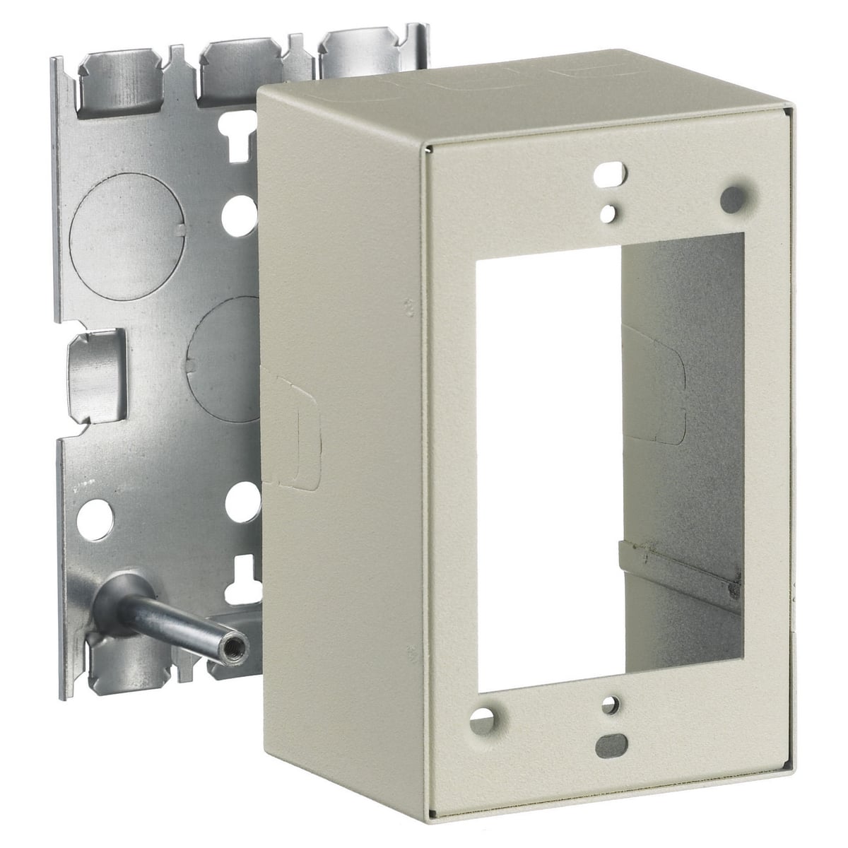 HBL5744SIVA 1-Gang Deep Standard Receptacle Box, 4-1/2 in L x 3 in W x 1.7 in H, Steel, Ivory