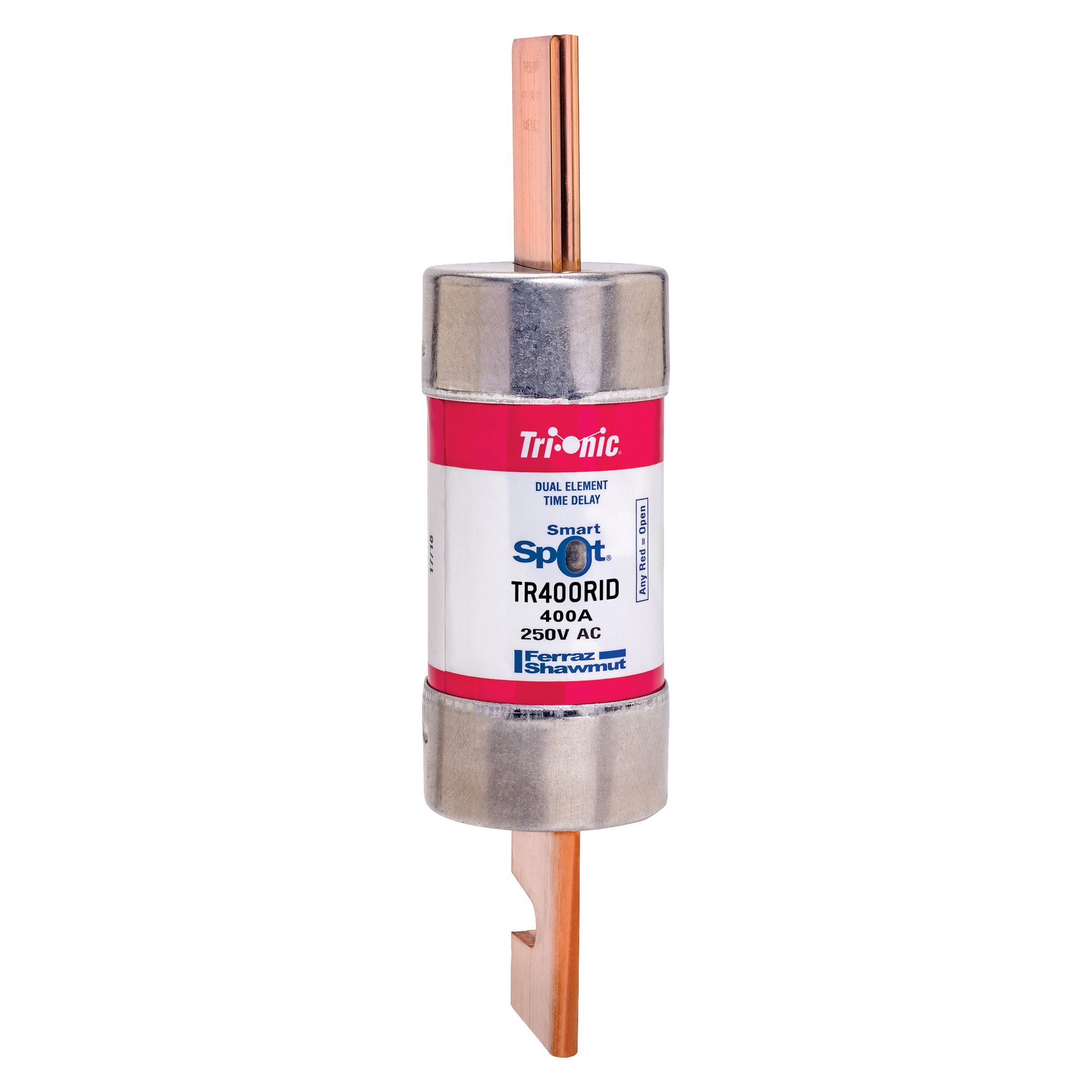 TR400RID Tri-Onic Current Limiting Low Voltage Time Delay Fuse, 400 A, 250 V AC/DC, 200/20 kA Interrupt, RK5 Class, Cylindrical Body