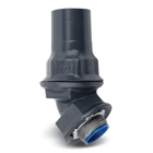 PVC Coated Liquitight Conduit Connector, 45 Degree, Pipe Size 1/2 Inch/16 Metric, Minimum .040 Inch (40 mil) PVC Coating on Exterior, Steel Fitting, Dark Gray