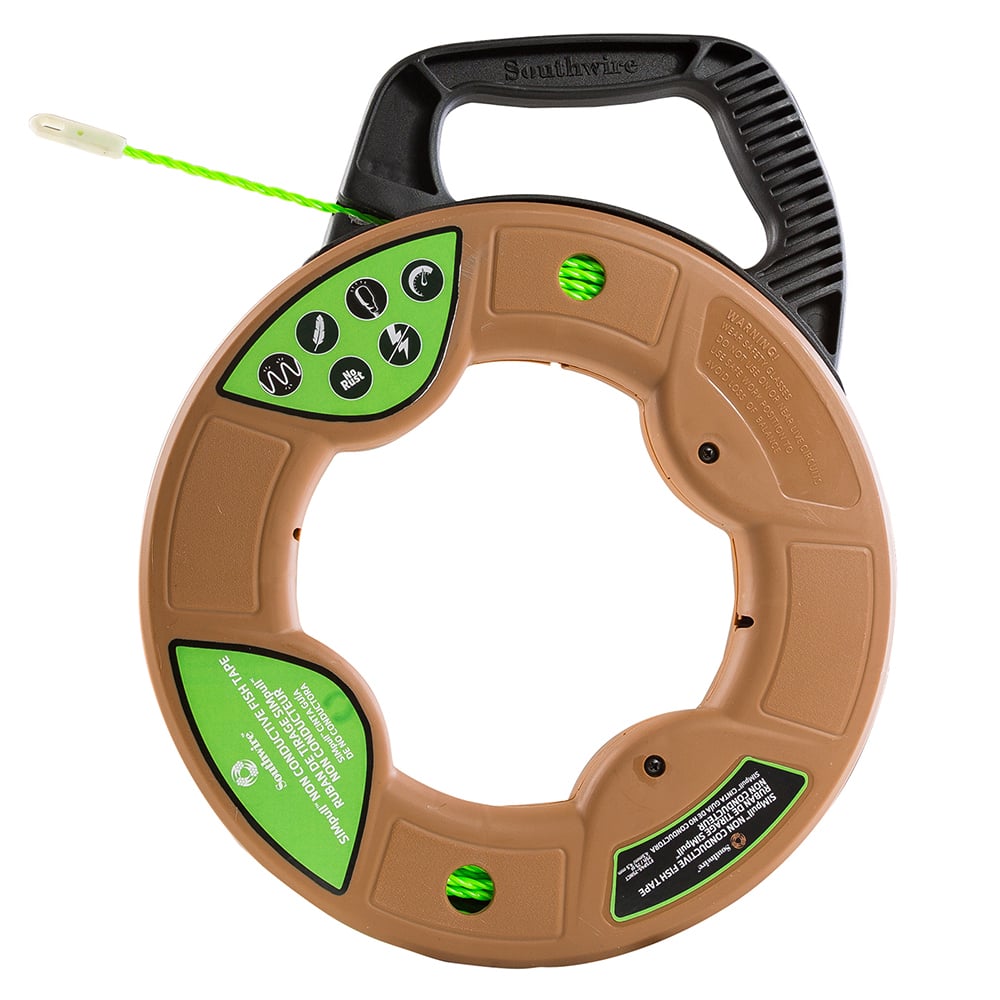 630298 SIMpull Non-Conductive Tip Fish Tape, 75 ft L Tape, Fiberglass Tape, Green