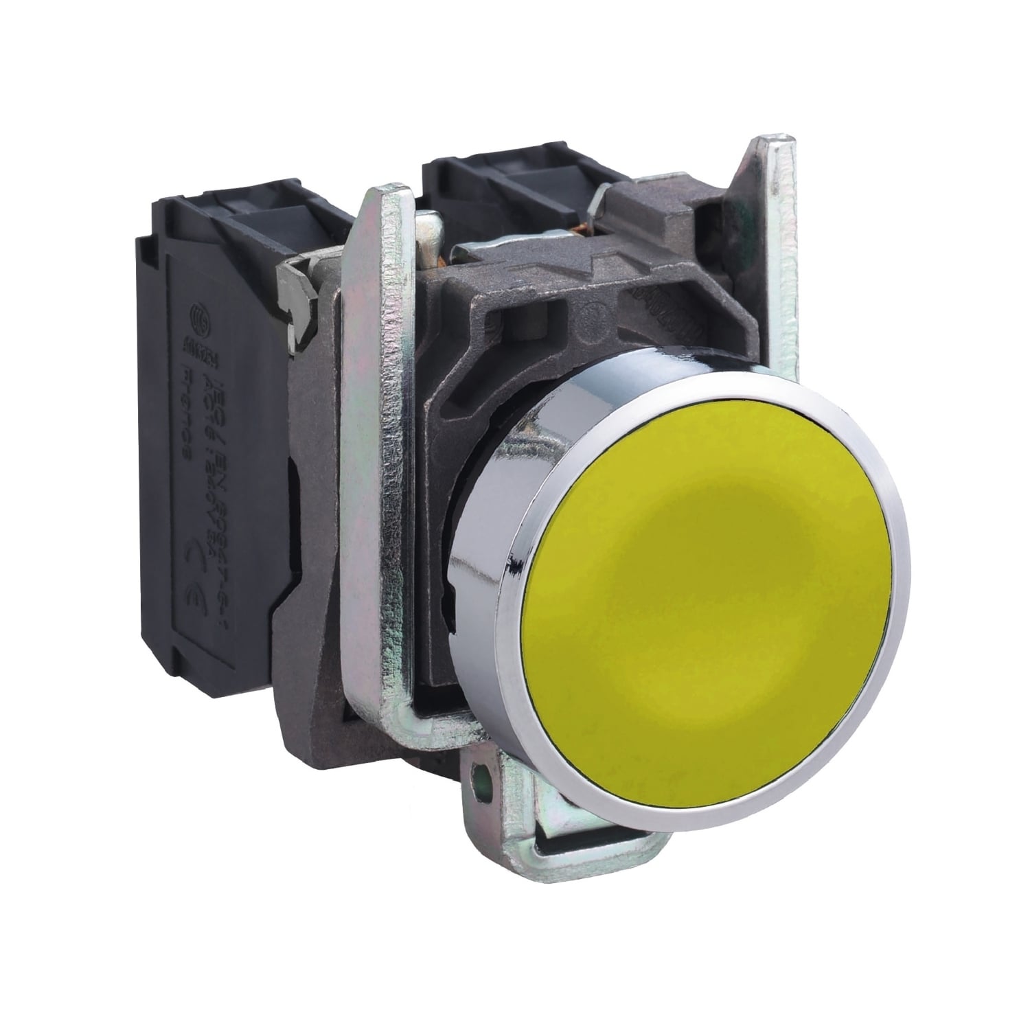 XB4BA55 Harmony Complete Corrosion-Resistant Dusttight/Watertight Unmarked Non-Illuminated Pushbutton, 22 mm, 1NO-1NC Contact, Slow Break Contact, Yellow