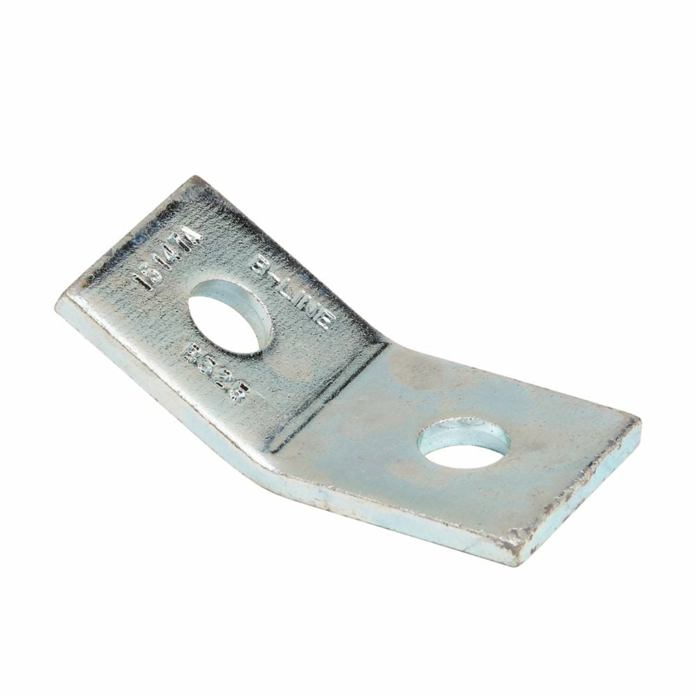 B325ZN Open Short Channel Angular Fitting, 2 Holes, 30 deg Bend, Steel