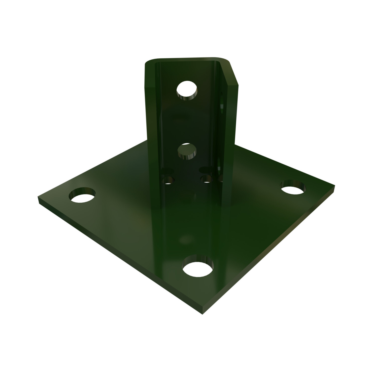 P2072ASQ-GR Post Base, 1 Channel, Centered Channel Position, 1/4 in H Base, For Use With 1-5/8 in W Series Channel, Steel