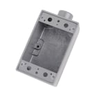 1 Inch Shallow 1 Gang Device Box, Die Cast Aluminum, Dead End, 1 Hole, Raintight When Used with Appropriate Cover