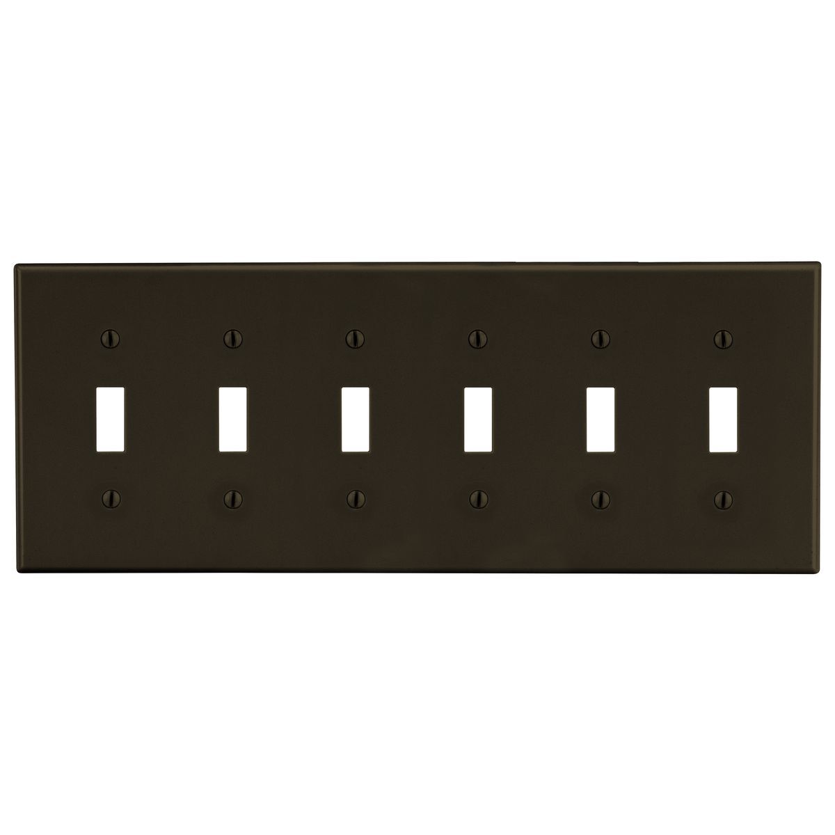 P6 Non-Metallic Standard Wall Plate, 6 Gangs, 11.94 in W x 4.63 in H, Polycarbonate Thermoplastic, Brown