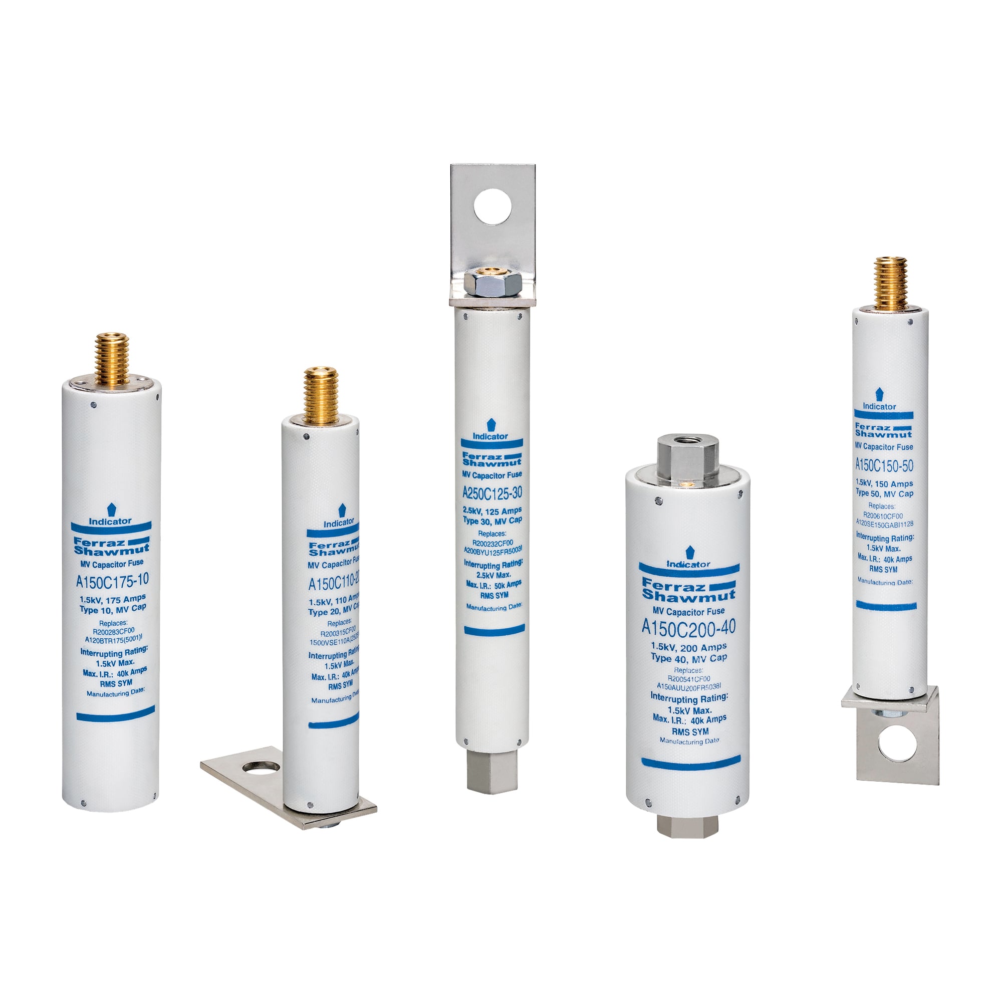 A430C75-70 Amp-Trap Type 70 Medium Voltage Capacitor Fuse, 75 A, 4.3 kV AC, 65 kA Interrupt, Ferrule Body