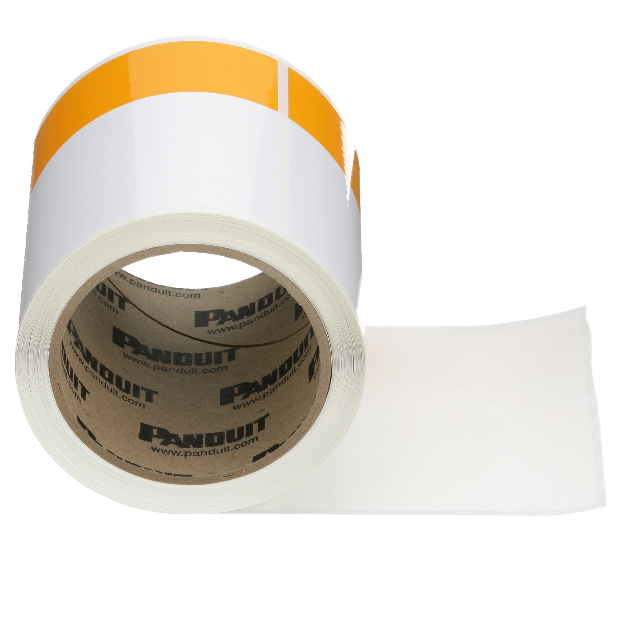 C400X600YX1 Custom Die Cut Printable Thermal Transfer Arc Flash Label, 6 in H x 4 in W, BLANK Legend, Orange/White, Adhesive Polyester