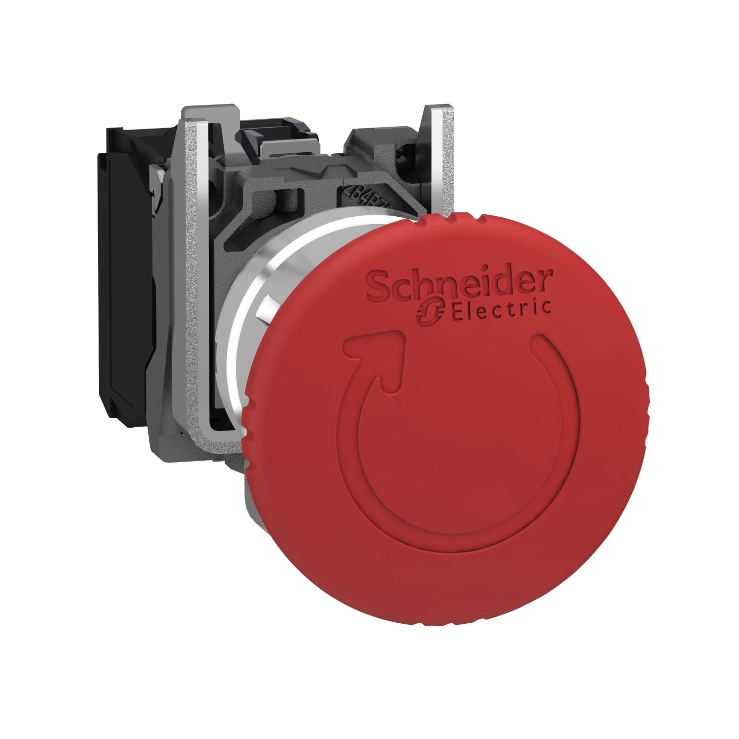 Emergency stop switching off, Harmony XB4, metal, red mushroom 40mm, 22mm, trigger latching turn to release, 2NC with monitoring