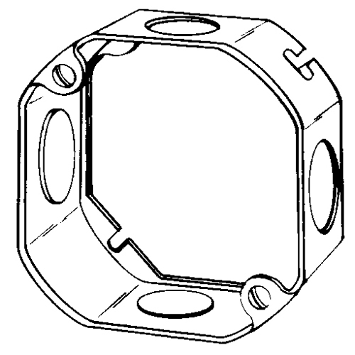 4OE-SPL Octagon Box Extension Ring With Knockouts, 1-1/2 in D, Steel