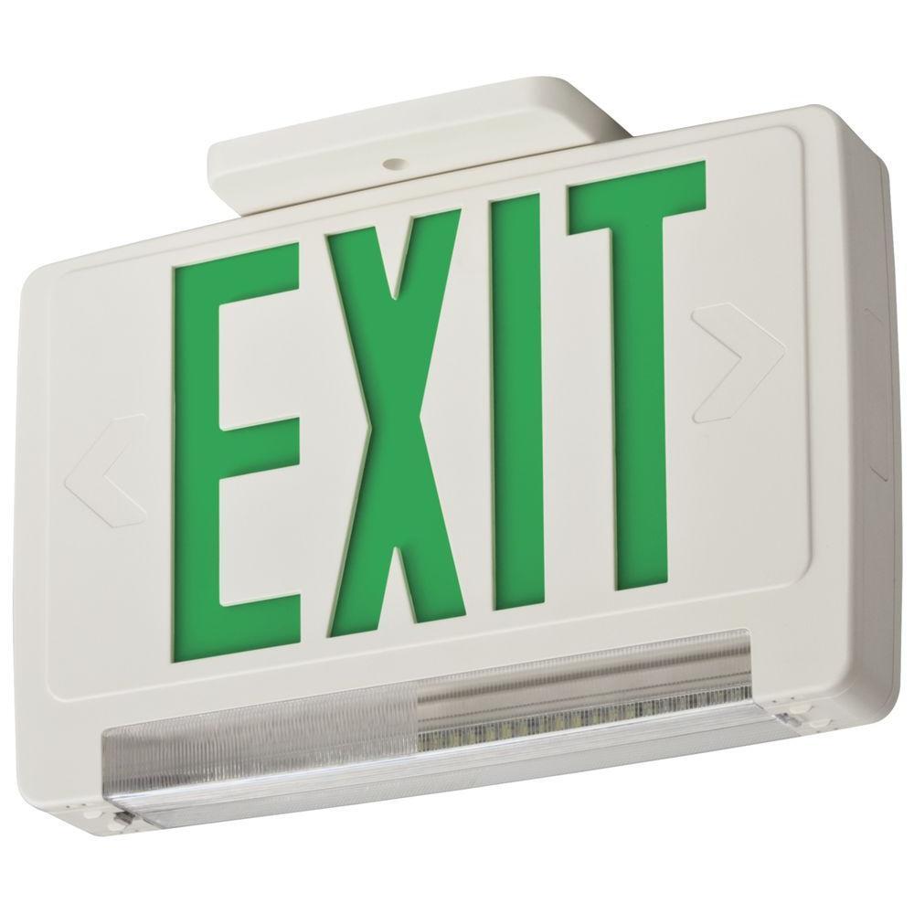 ECBG LED M6 Static LED Combination Exit Sign, 3 W Fixture, 120/277 V AC, White Housing, EXIT Legend