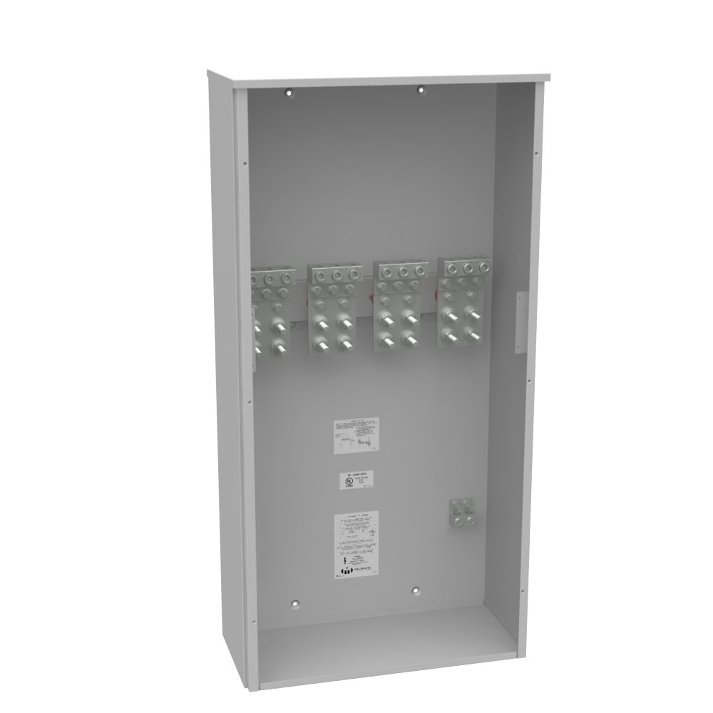 800 Ampere 3 Phase 600 Volt 24in-48in-11in Painted Steel Lift Off Screw Front .5-13 Studs 3 Lugs Per Landing 4-600kcmil 10k Ampere Interrupting Capacity No Knockouts