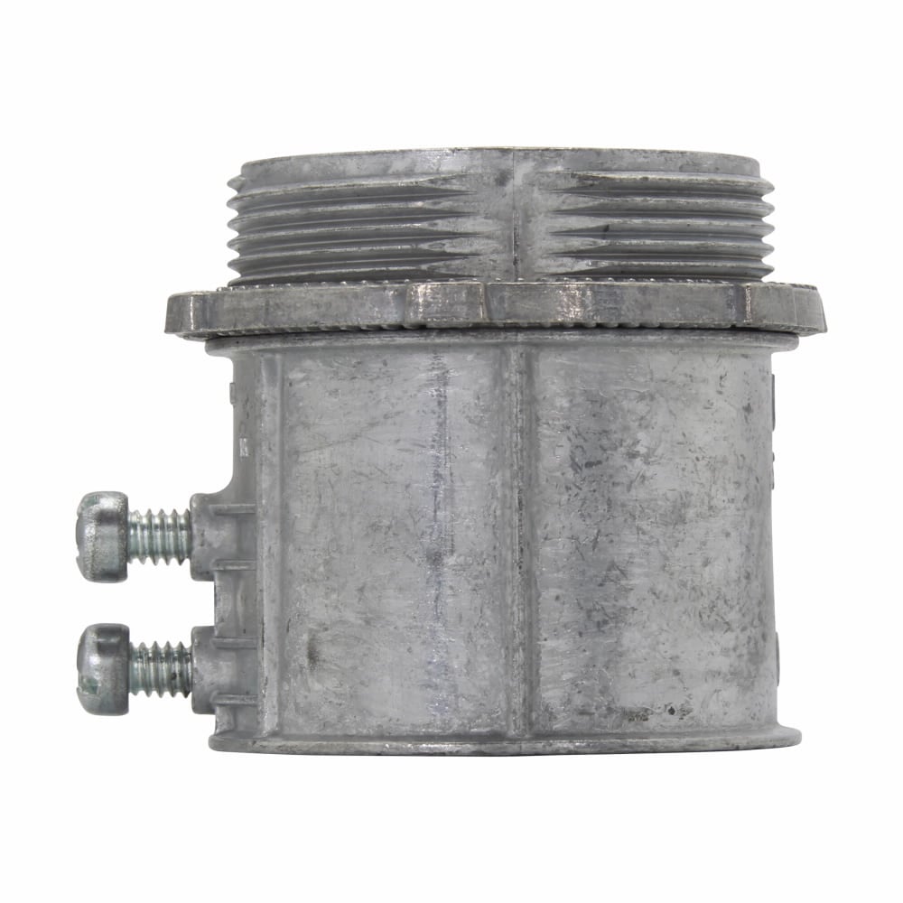 455DC Non-Insulated Setscrew Straight Connector, 2 in Trade, For Use With EMT Conduit, Die Cast Zinc, Natural