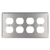 84041-40 Standard Size Traditional Wall Plate, 4 Gangs, 302 Stainless Steel