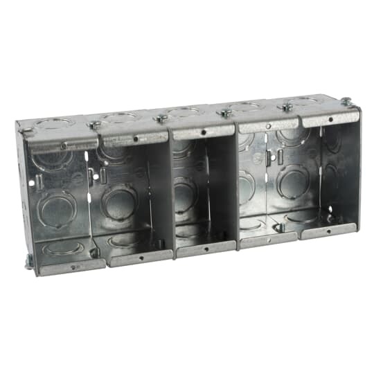 GW-525-G Steel City Gangable Masonry Box, Steel, 79 cu-in Capacity, 4 Gangs, 1 Outlets, 34 Knockouts