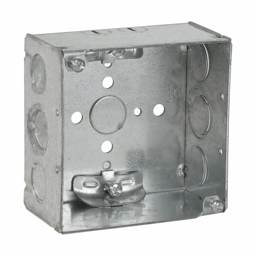 TP450 TP Welded Outlet Box, Steel, 30.3 cu-in Capacity, (9) Knockouts, 4 in H x 4 in W x 2-1/8 in D