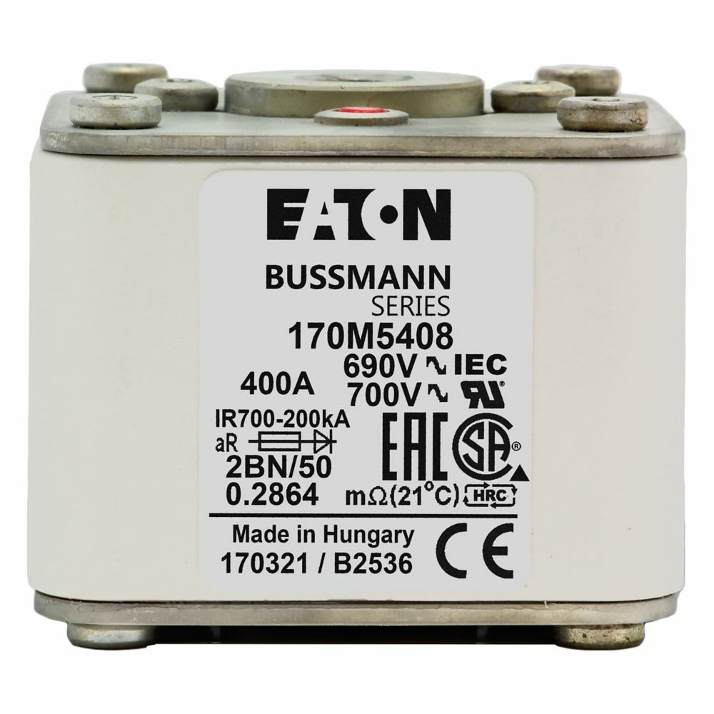 170M5408 Semi-Conductor High Speed Fuse, 400 A, 690 V, 200 kA Interrupt, Class: aR, Square Body