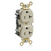M5362-I 1-Phase Duplex Extra Heavy Duty Wide Body Straight Blade Receptacle, 125 V AC, 20 A, 2 Poles, 3 Wires, Ivory