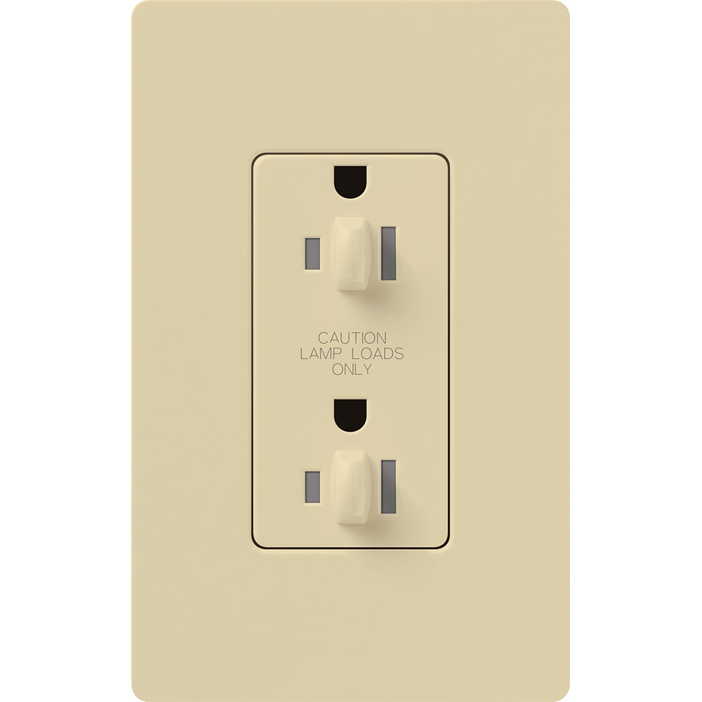 NTR-20-DDTR-IV Architectural Dual Dimming Tamper-Resistant Duplex Receptacle with Wall Plate, 20 Amp, 125V, Matte, Ivory