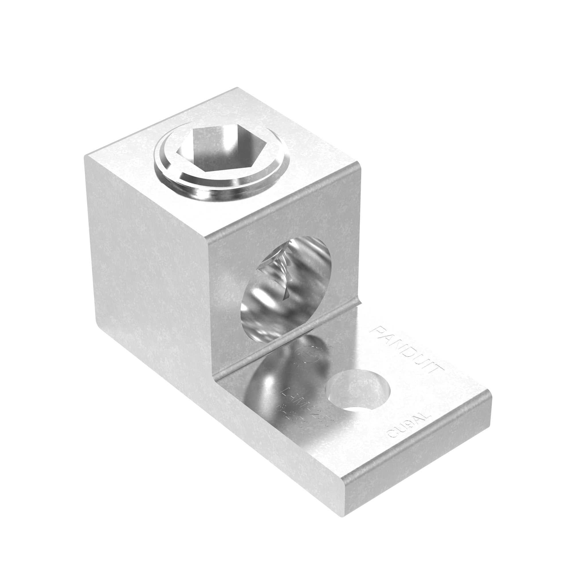 LAMA250-56-QY 1- Barrel Mechanical Lug, 6 AWG to 250 kcmil Aluminum/Stranded Copper Conductor, 5/16 in Stud, 1 Bolt Hole, Aluminum