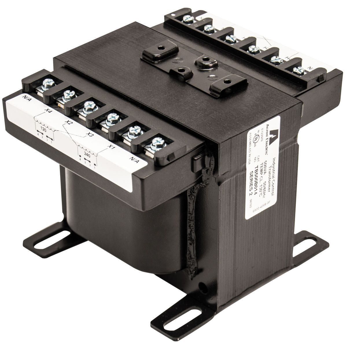 TB500B007C TB Series Encapsulated Open Core and Coil Industrial Control Transformer, 208/500//220/380/440/550//230/400/460/575//240/416/480/600 V AC Primary, 85/100/110/91/110/120/95/115/125/99/120/130 VAC Secondary, 500 VA Power Rating