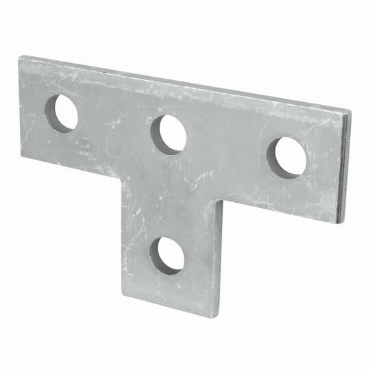 AB-220SS-316 Superstrut 200 Tee Flat Plate Fitting, (4) Holes, 3-1/2 in L x 5-3/8 in W x 1/4 in THK, Stainless Steel