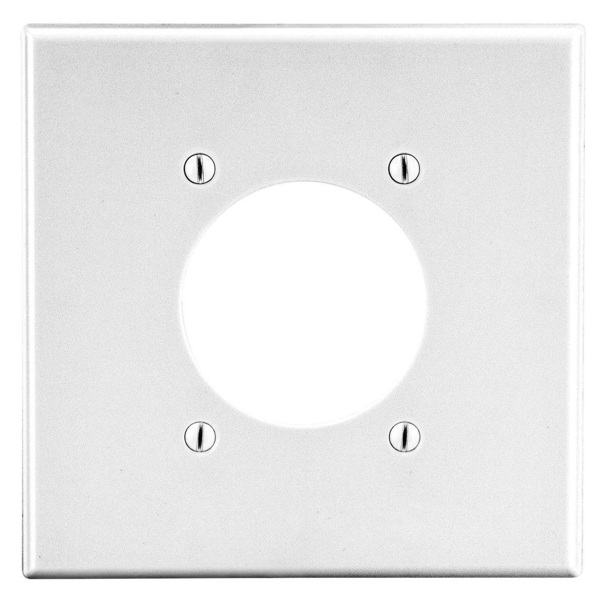 PJ703W Mid-Size Non-Metallic Wall Plate, 2 Gangs, 5 in W x 4.94 in H, Polycarbonate Thermoplastic, White