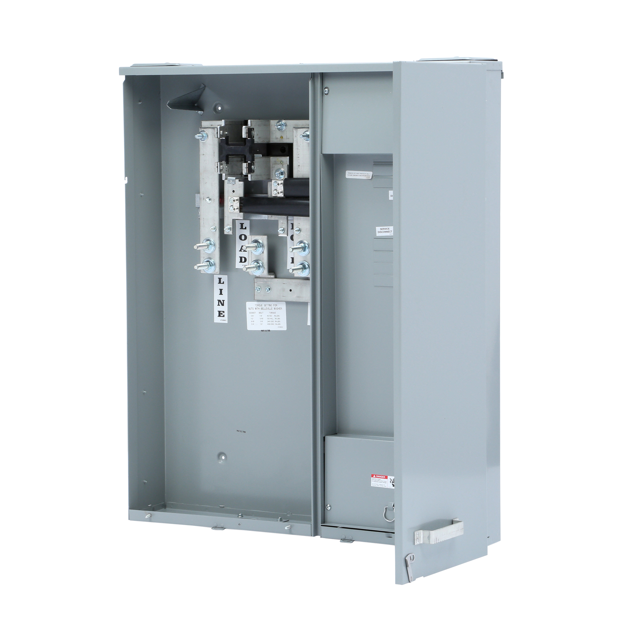 MC0816B1400SCS Meter Load Center Combination, 8 Spaces, 16 Circuits, 400 Amp, 4 Jaw, OH, UG, Ringed, Surface, TBP