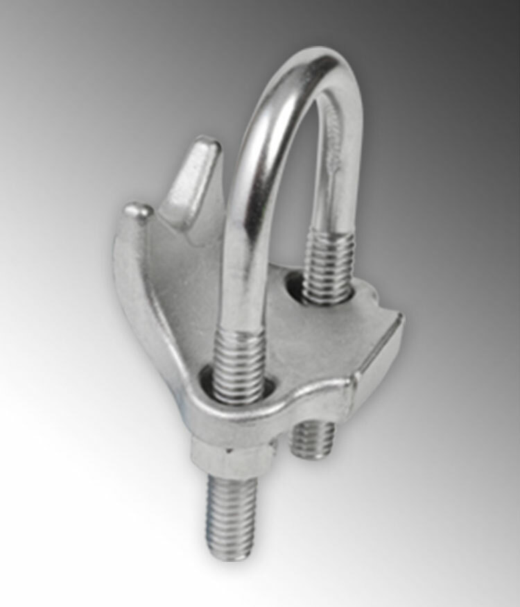 S60700RA00 2-Hole Right Angle Beam Clamp, 3/4 in Conduit, 0.27 in THK Flange, Stainless Steel, Polished Silver