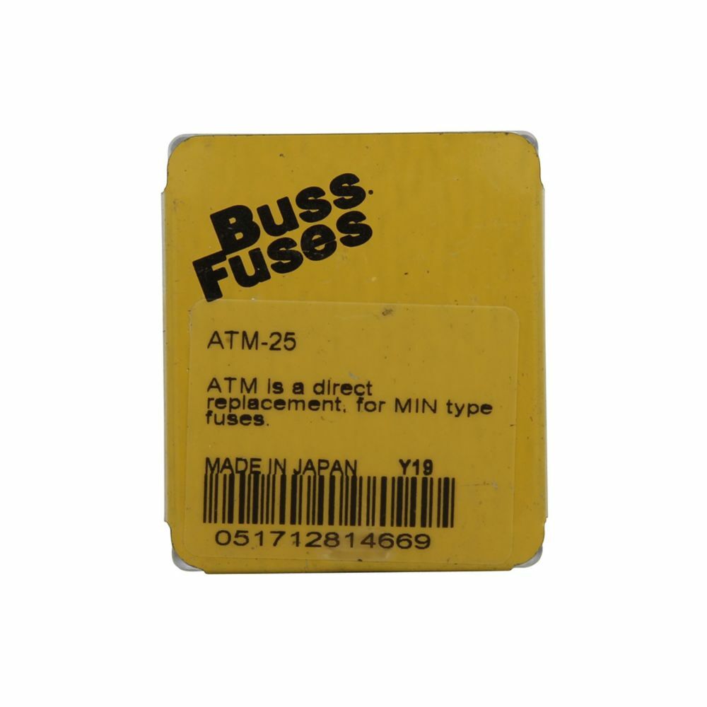 BK/ATM-25 Fast Acting Mini Automotive Fuse, 25 A, 32 V DC, 1000 A Interrupt