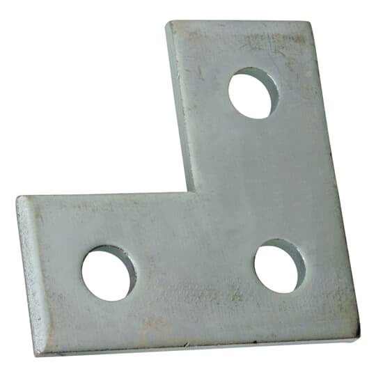 AB-219SS Superstrut 200 Corner Flat Plate Fitting, (3) Holes, 3-1/2 in L x 3-1/2 in W x 1/4 in THK, Stainless Steel