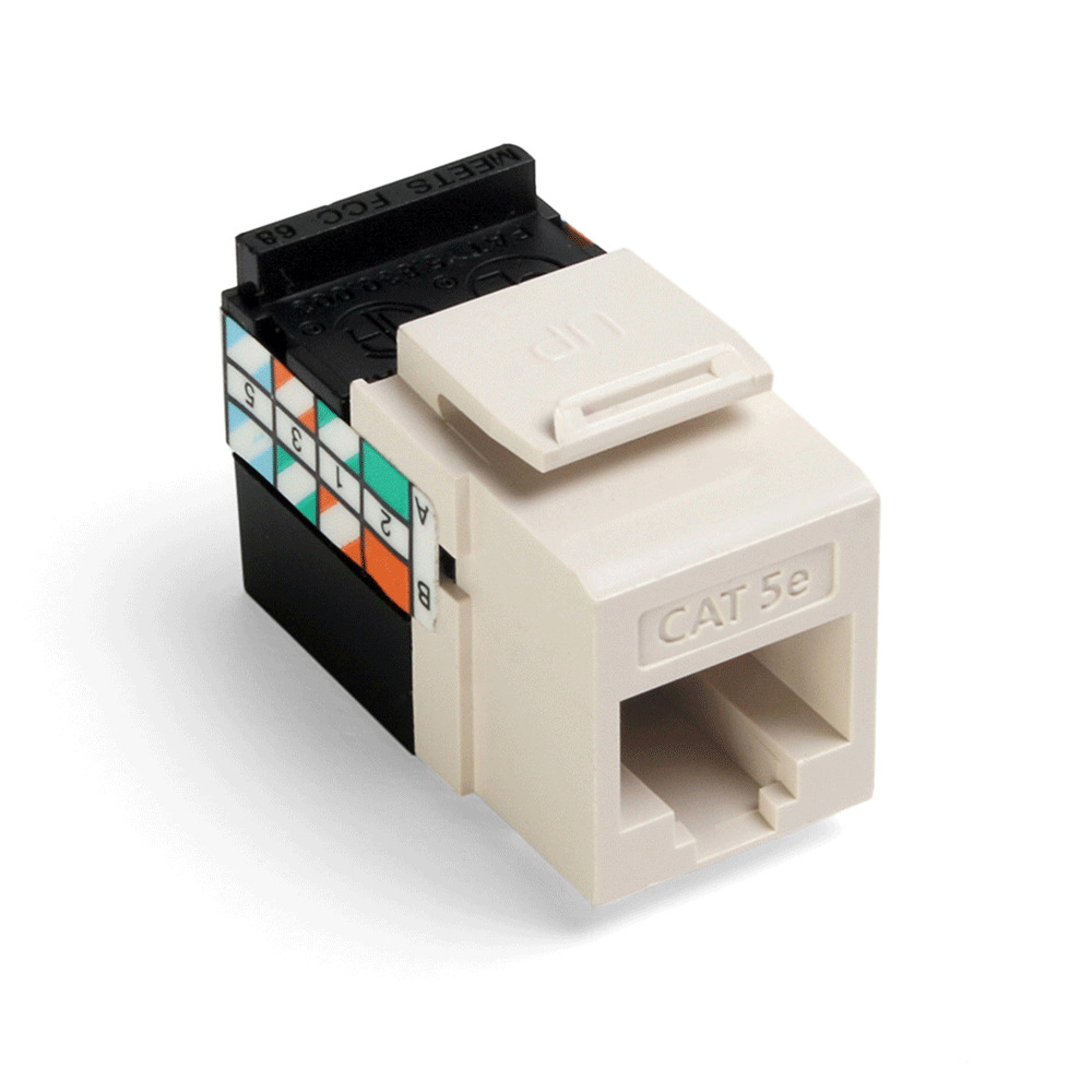 5G108-RT5 GigaMax QuickPort 8-Conductor 8-Position UTP Connector, Cat 5e Module, Panel Mount, 1 Ports, Plastic, Light Almond
