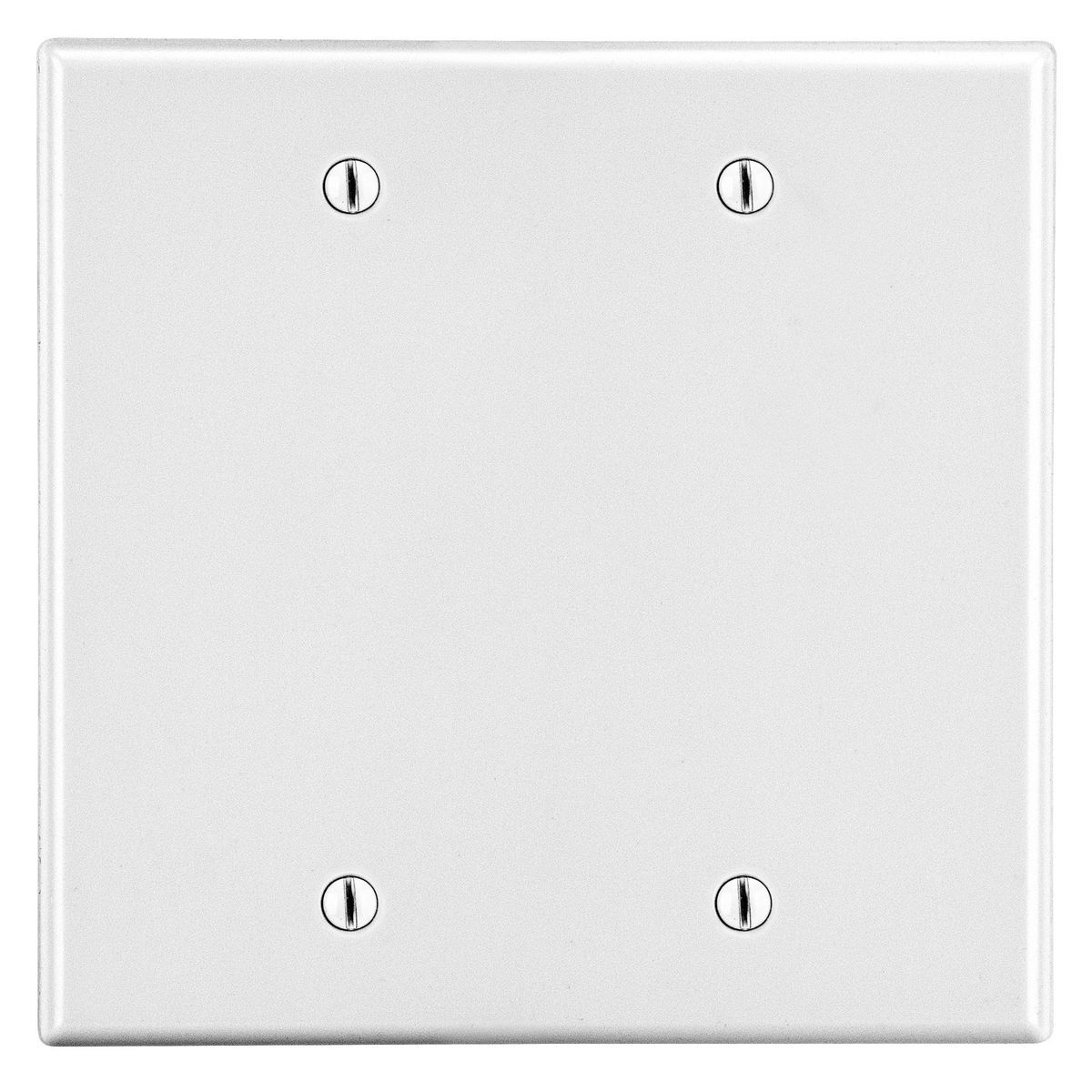 P23W Non-Metallic Standard Blank Wall Plate, 2 Gangs, 4.69 in W x 4.63 in H, Polycarbonate Thermoplastic, White
