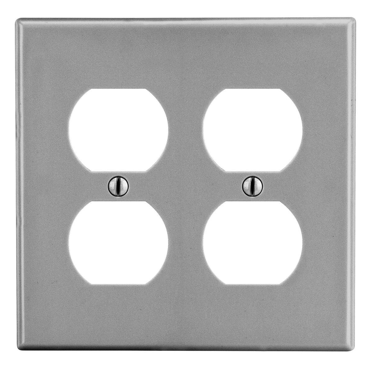 P82GY Non-Metallic Standard Wall Plate, 2 Gangs, 4.69 in W x 4.63 in H, Polycarbonate Thermoplastic, Gray