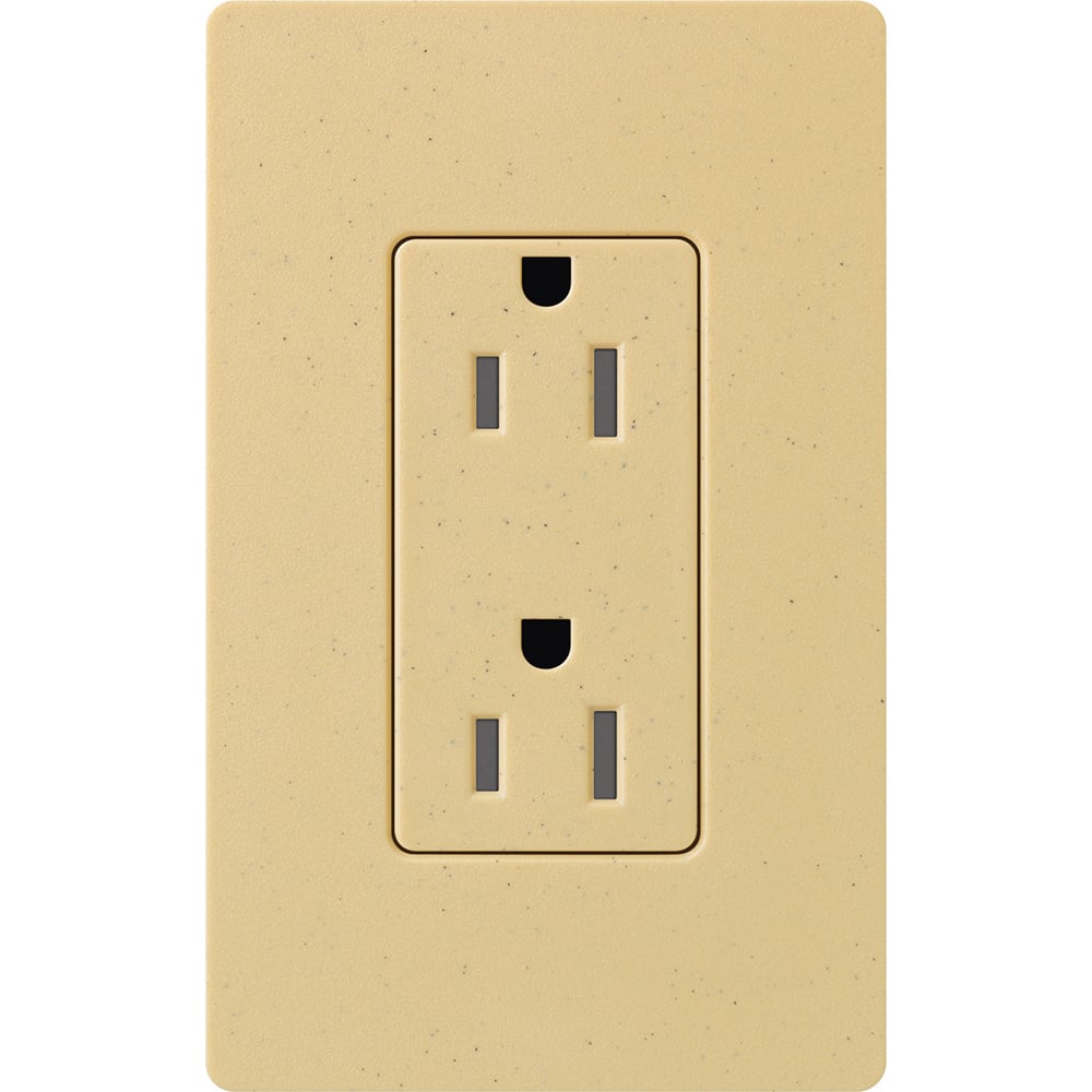 SCRS-15-TR-GS Satin Colors Dimming Designer Style Grounding Self-Testing Tamper-Resistant Duplex Receptacle, 125 VAC, 15 A, 2 Poles, 3 Wires, Goldstone