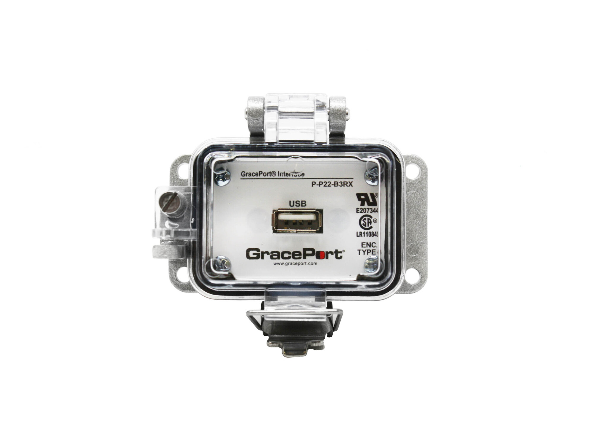 P-P22-B3RX USB Connector, USB Type A-A F/F Bulkhead Connector, 1 Port, Aluminum