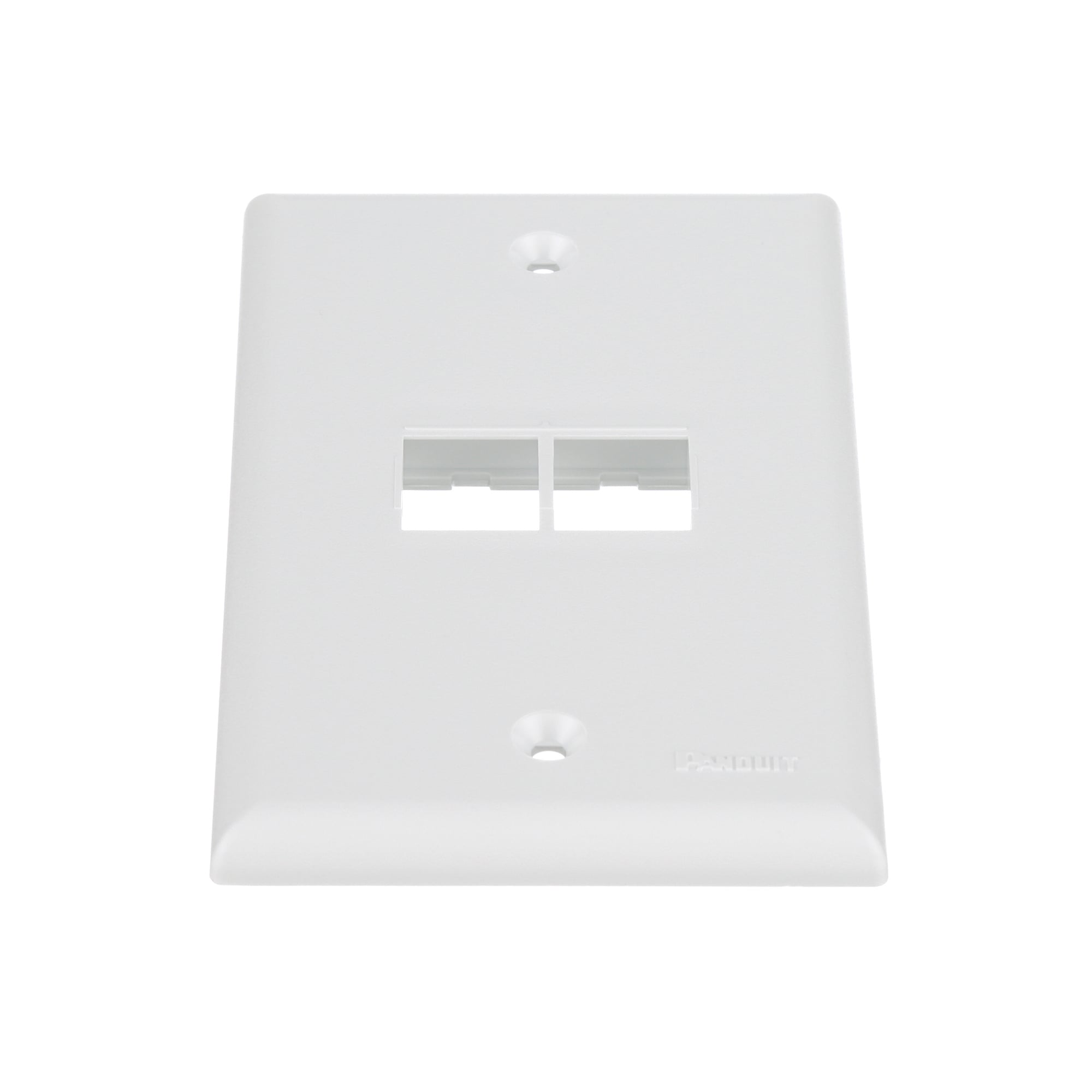 NK2FNWH NetKey Flat Vertical Faceplate, 1 Gang, 2 Ports, Keystone Module, Fastened Mount, ABS