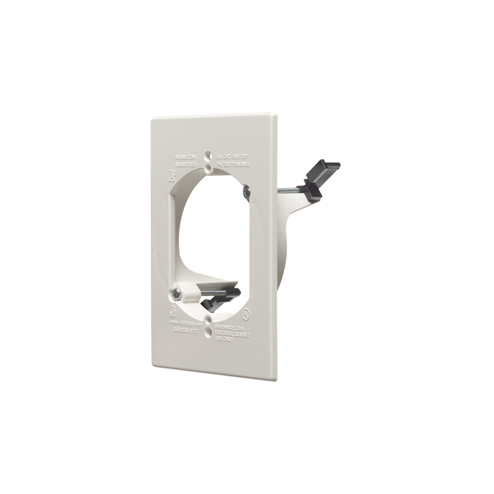LV1RP LV Series 1-Gang Low Voltage Mounting Bracket With 3-1/2 in Hole Saw and Slotted Cover, For Use With Cable Management System, Fastened Mount, Plastic