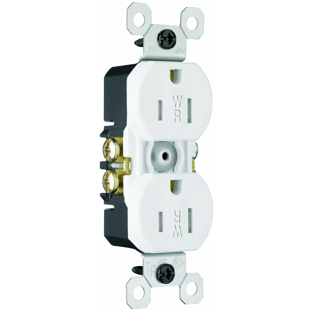 3232TRWRW Trademaster Duplex Receptacle, 15 Amp, 125V, White