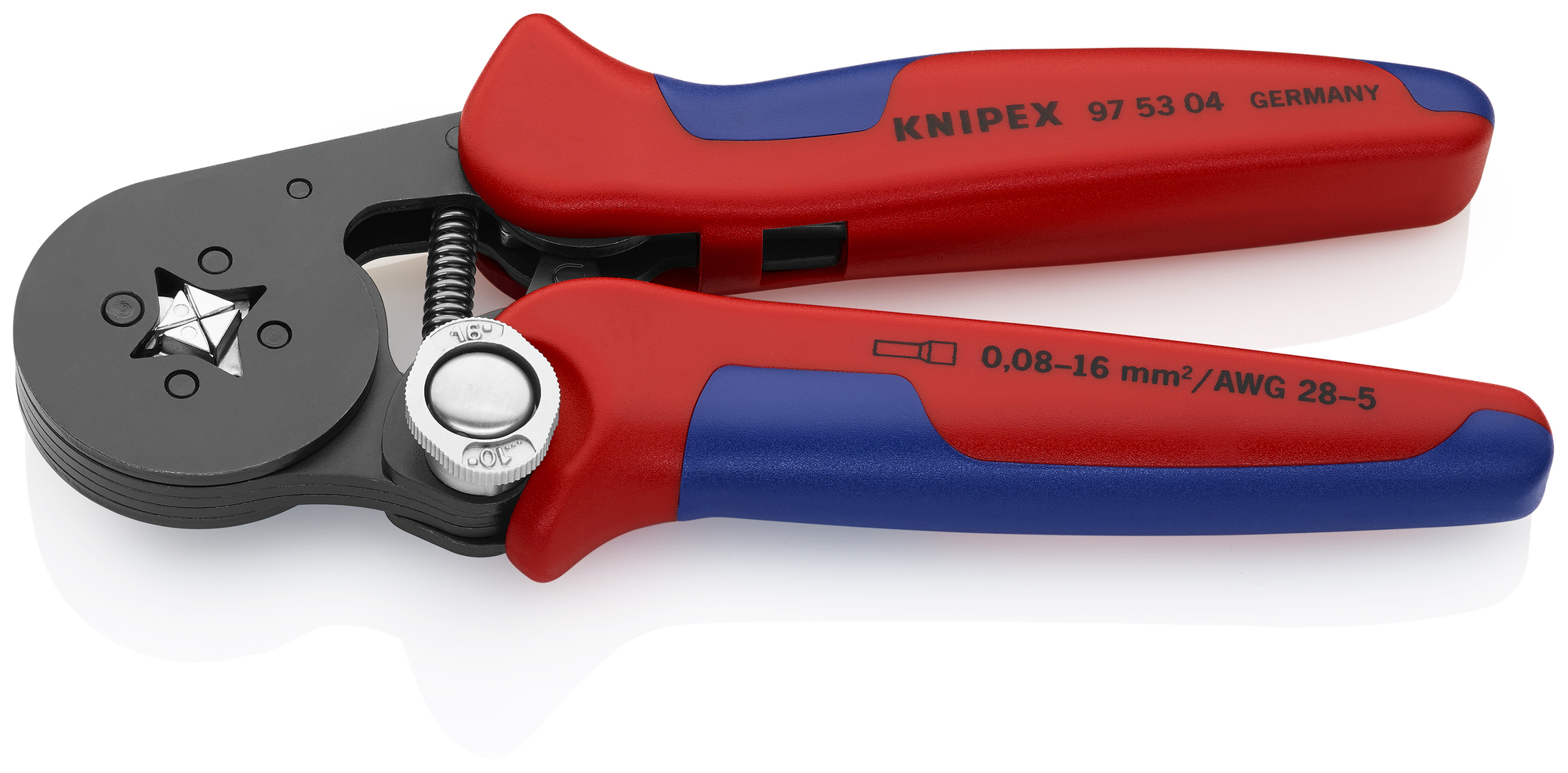 Self-Adjusting Crimping Pliers For Wire Ferrules, 7 1/4 in., Multi-Component, Automatic Square Crimp, 1 Crimp Position