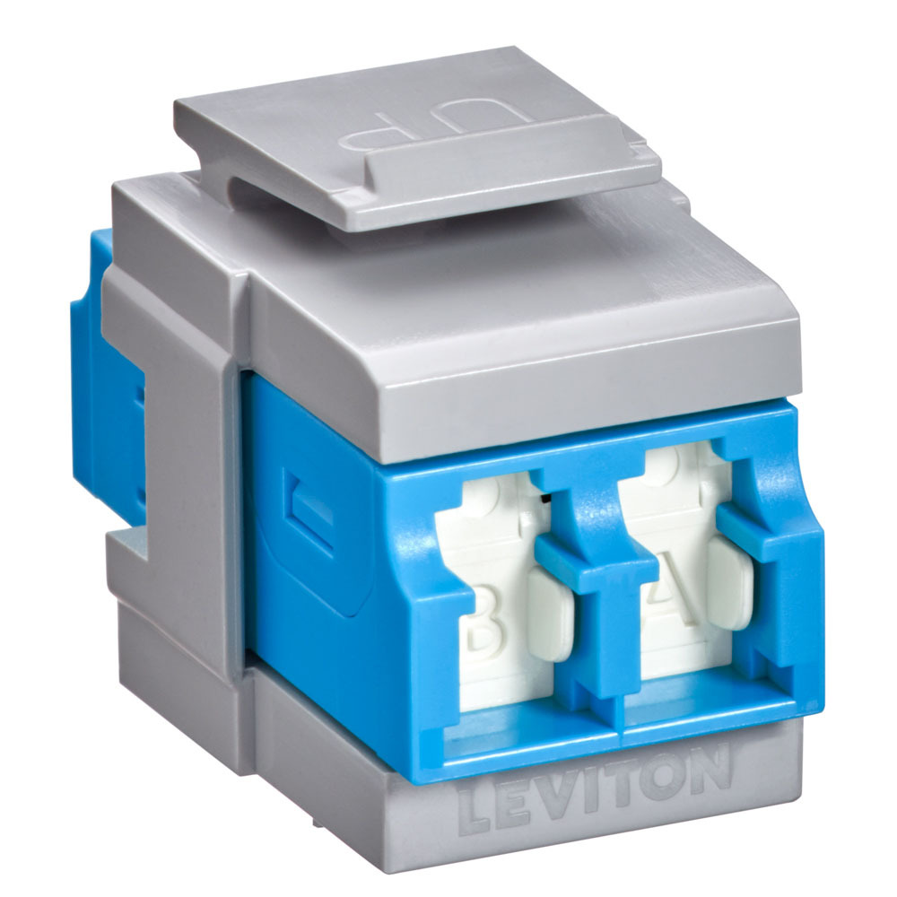 41086-SLG QuickPort Shuttered Fiber Optic Adapter, LC Duplex Connector, Snap-Fit Mount, OS2 Laser Optimized Singlemode Fiber
