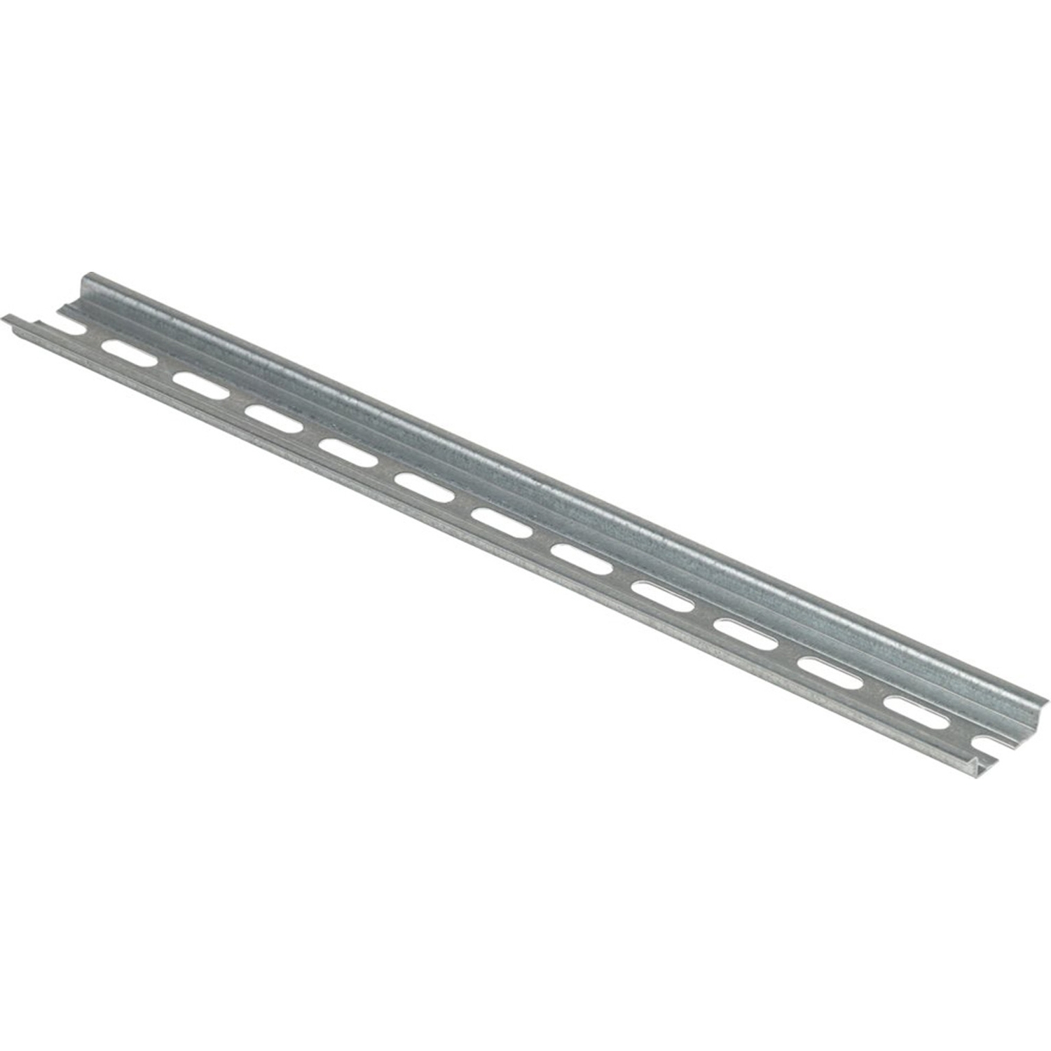 9080MH311 DIN Rail Mounting Track With Slotted Hole, 11 in L x 1.38 in W x 0.3 in H, Galvanized Steel
