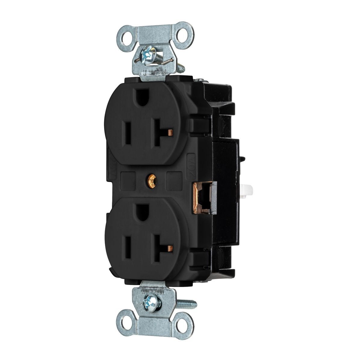 BR20STBK EdgeConnect Straight Blade Receptacle, 125 V, 20 A, 2 Poles, 3 Wires, Black