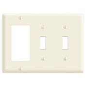 80421-T Decora Standard Size Combination Wall Plate, 3 Gangs, 6.38 in W x 4.5 in H, Thermoset, Light Almond