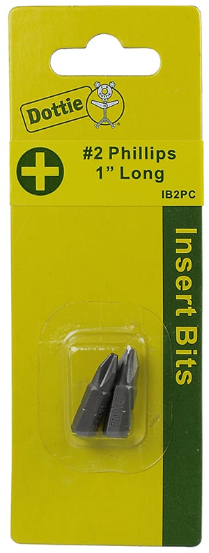 IB2PC 2-Piece Carded Insert Bit, #2, 1 in OAL, Steel