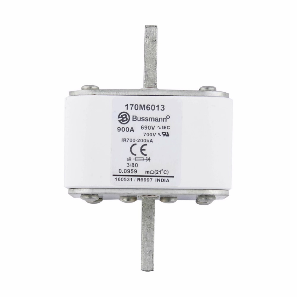 170M6013 Type 80 High Speed Fuse, 900 A, 690 V, 200 kA Interrupt, Class: aR, Square Body