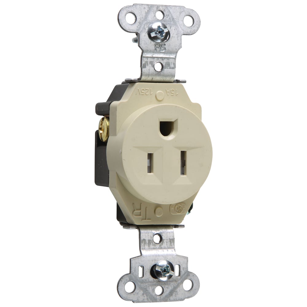 TR5251I 15 Amp 125V Construction Spec-Grade Single Receptacle, Back and Side Wire, Ivory