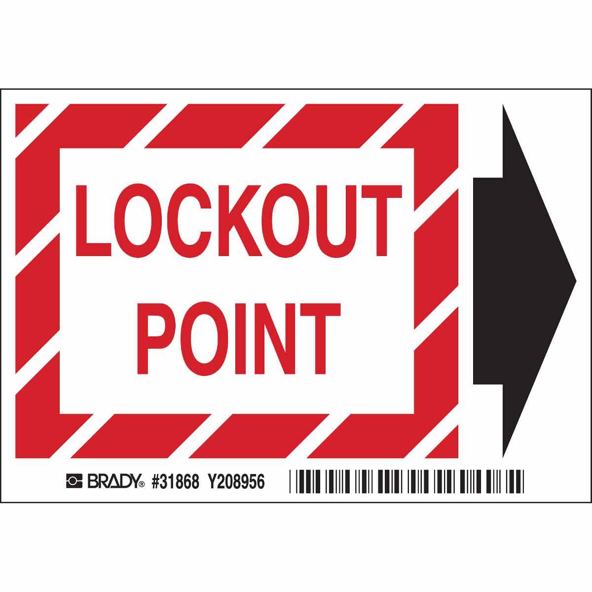 31868 Rectangular Lockout Tagout Sign, 3-1/2 in H x 5 in W, Black/Red on Glow, B-324 Polyester, Adhesive Mount