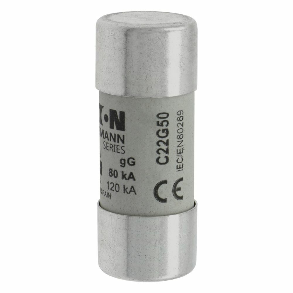 C22G50 Cylindrical Low Voltage Time Delay Fuse, 50 A, 690 V, 125 A Interrupt, Class: GL/GG/C, Cylindrical Body